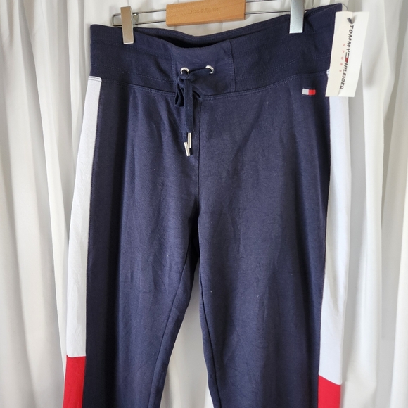 Tommy Hilfiger Navy Cotton blend joggers NWT sz S red and white stripe - Picture 3 of 10